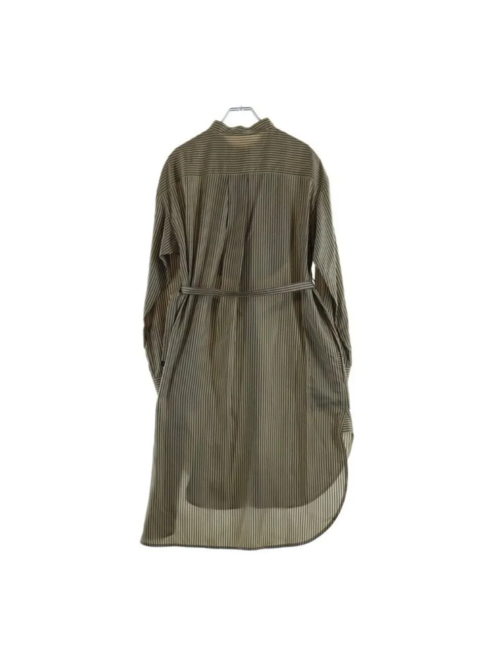 Louis Vuitton 24 SS Stripe Stand Collar Silk Long Sleeve Shirt Blouse Gold Gray